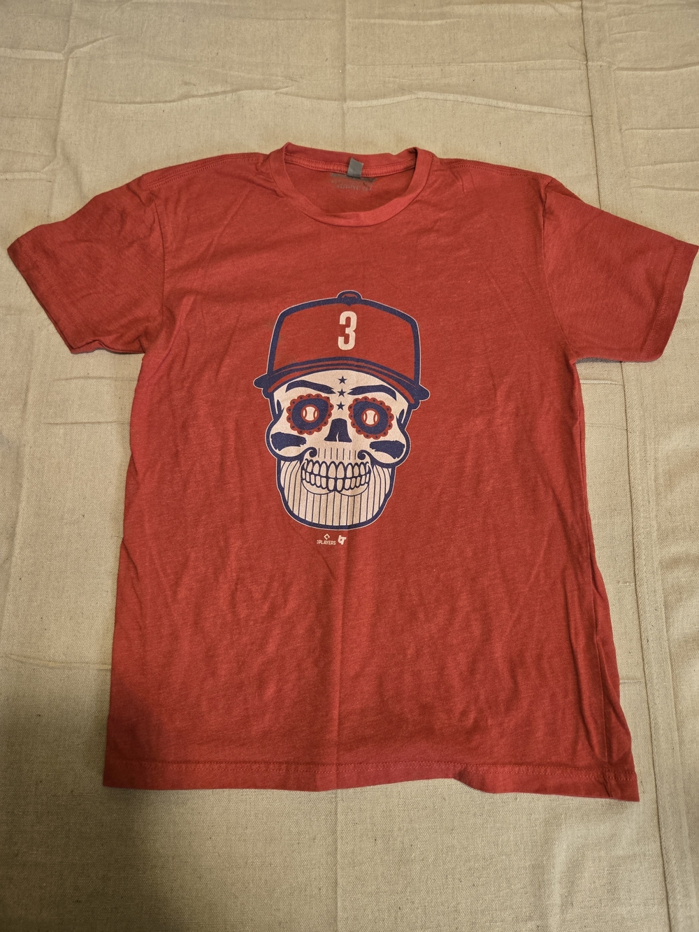 BreakingT Graphic T-Shirt Sugar Skull Baseball Red M